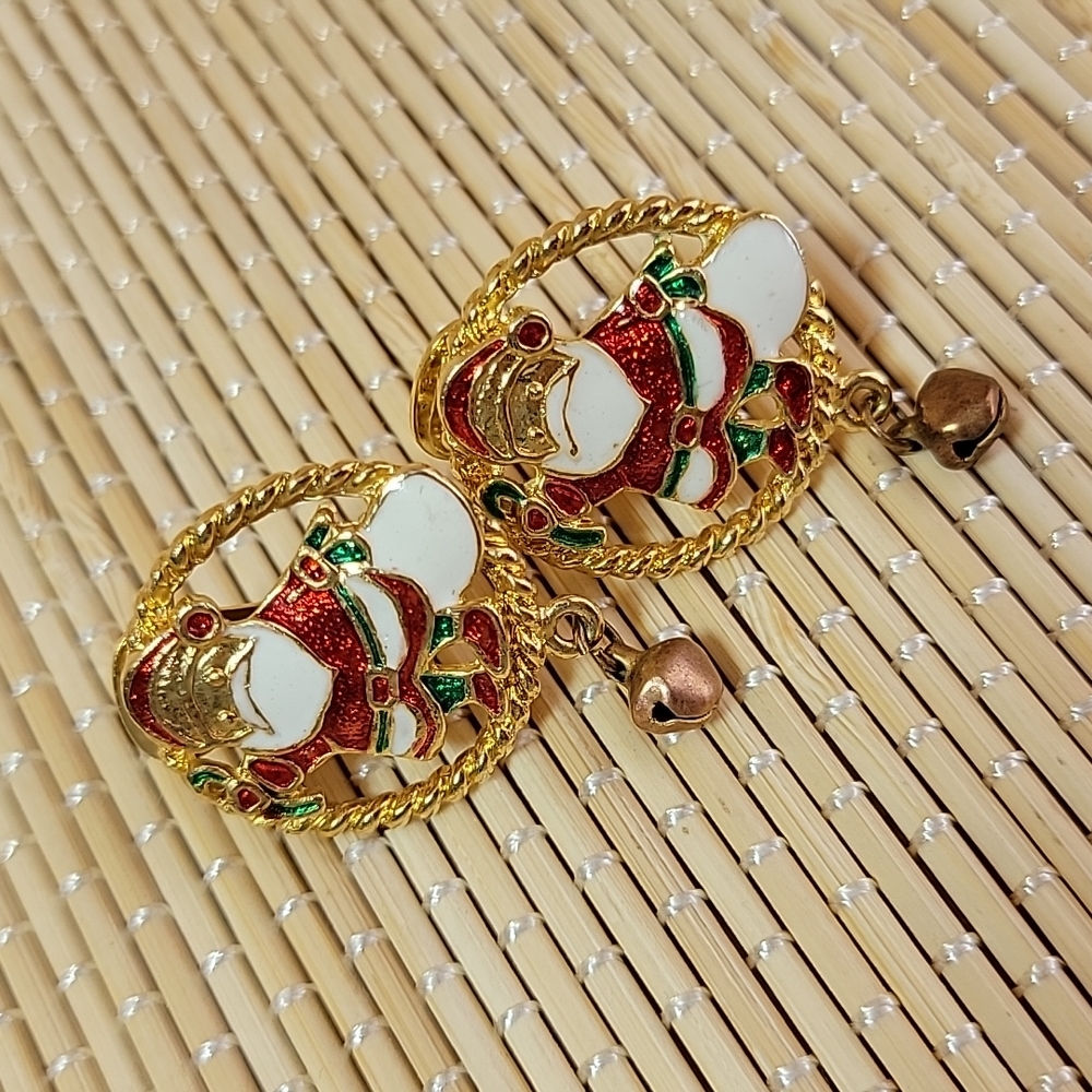 Santa Enamel Clip On Earrings